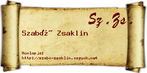 Szabó Zsaklin névjegykártya