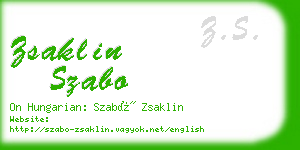 zsaklin szabo business card